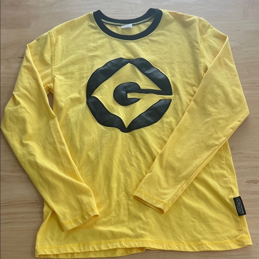 Yellow Long Sleeve Minions Shirt with Black Logo
